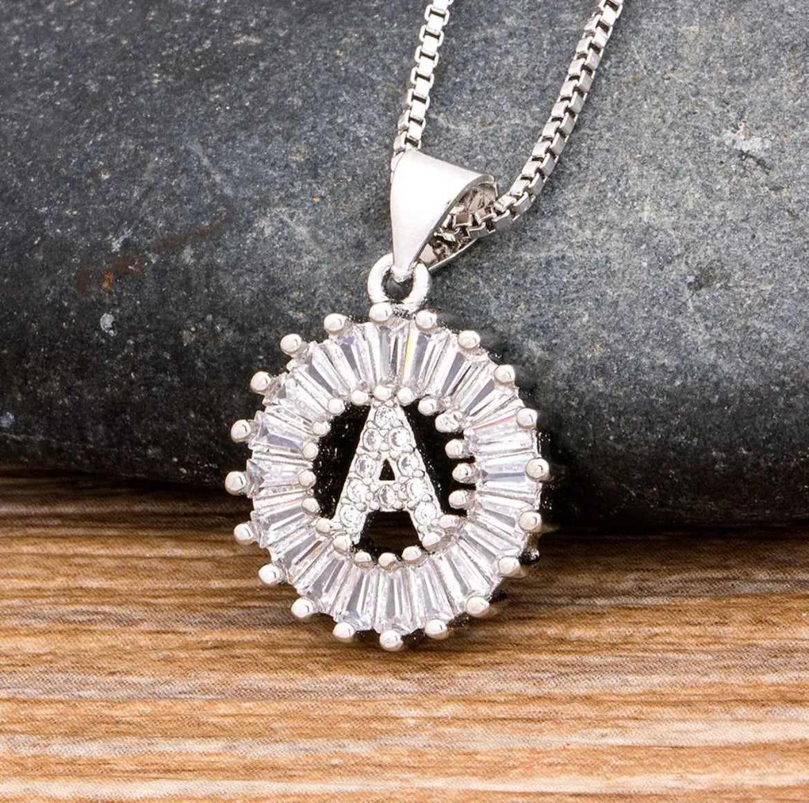 Silver Initial Necklace Small