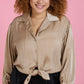 Button Down Taupe Blouse