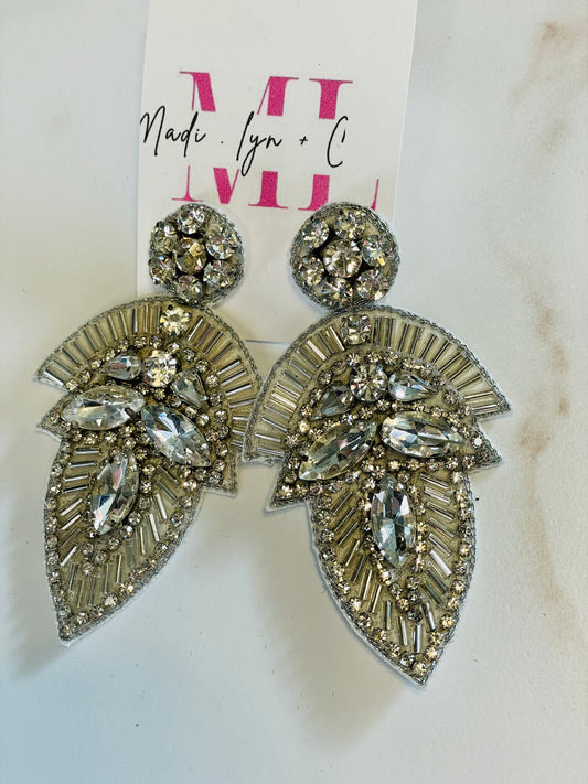 Silver Rhinestone Statement Earrings