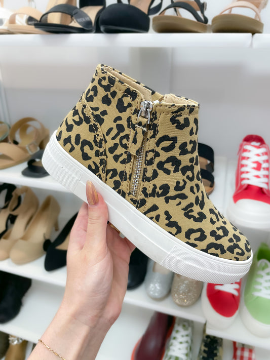 Tan Leopard High Top Sneaker