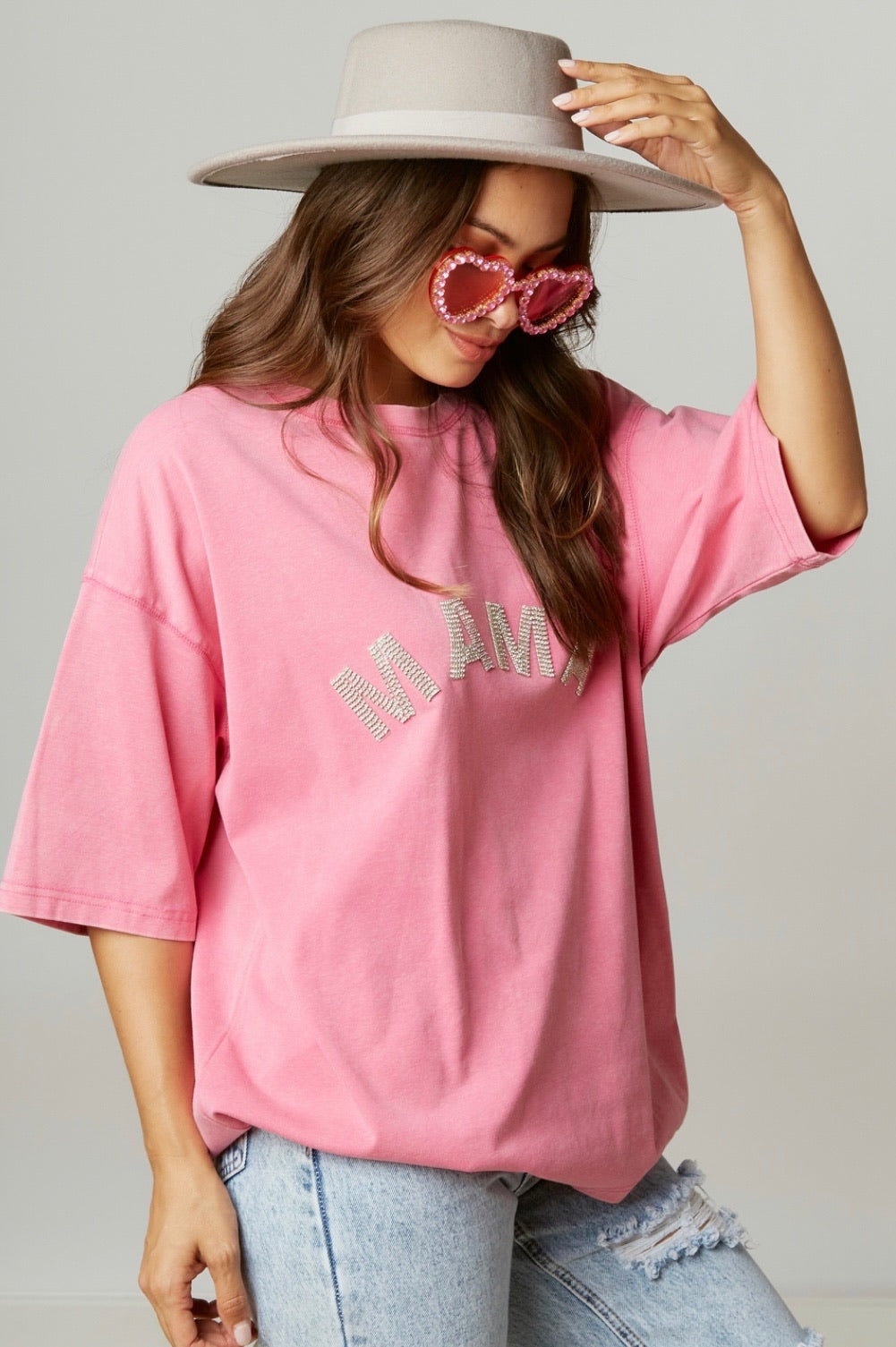 Pink One Hot Mama Bling Tee